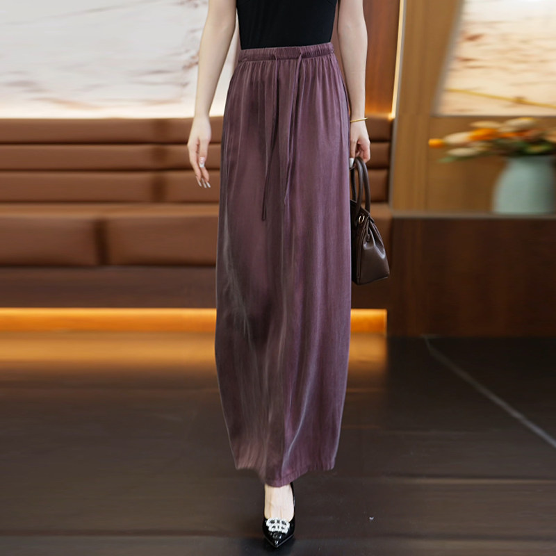 铜氨丝半身裙女2025新款夏季薄款时尚高腰显瘦a字裙中长款包臀裙