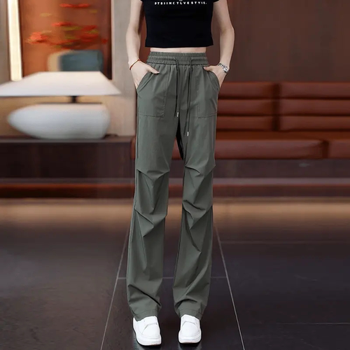 冰丝速干美式工装裤子女2026新款夏季薄款时尚宽松显瘦休闲运动裤