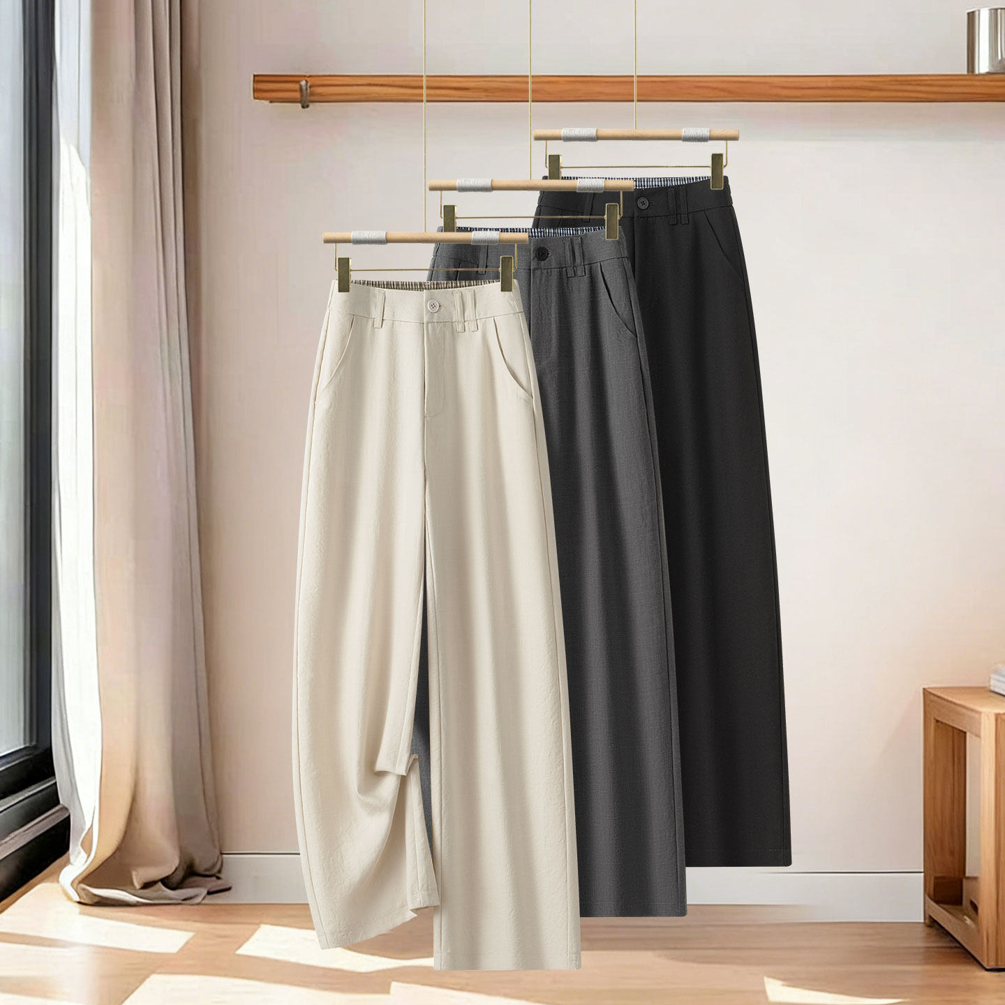 高腰亚麻显瘦窄版阔腿裤2026春夏新款女士百搭垂感直筒宽松休闲裤,女装/女士精品,休闲裤,淘宝优惠券,粉丝福利购,淘宝优惠卷