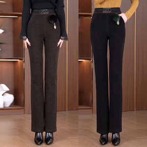 加绒加厚微喇裤2025秋冬季新款女士时尚喇叭裤显瘦高腰百搭休闲裤