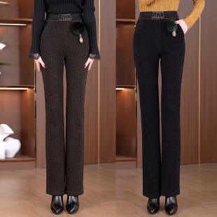 2025秋冬季 显瘦高腰百搭休闲裤 新款 喇叭裤 女士时尚 加绒加厚微喇裤