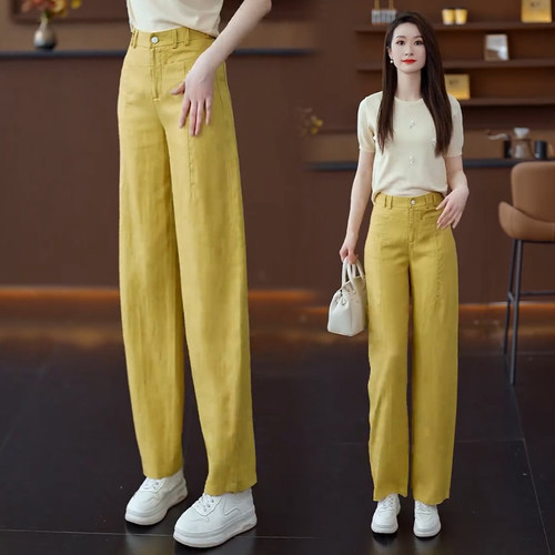 精选进口天丝亚麻裤子女夏季薄款