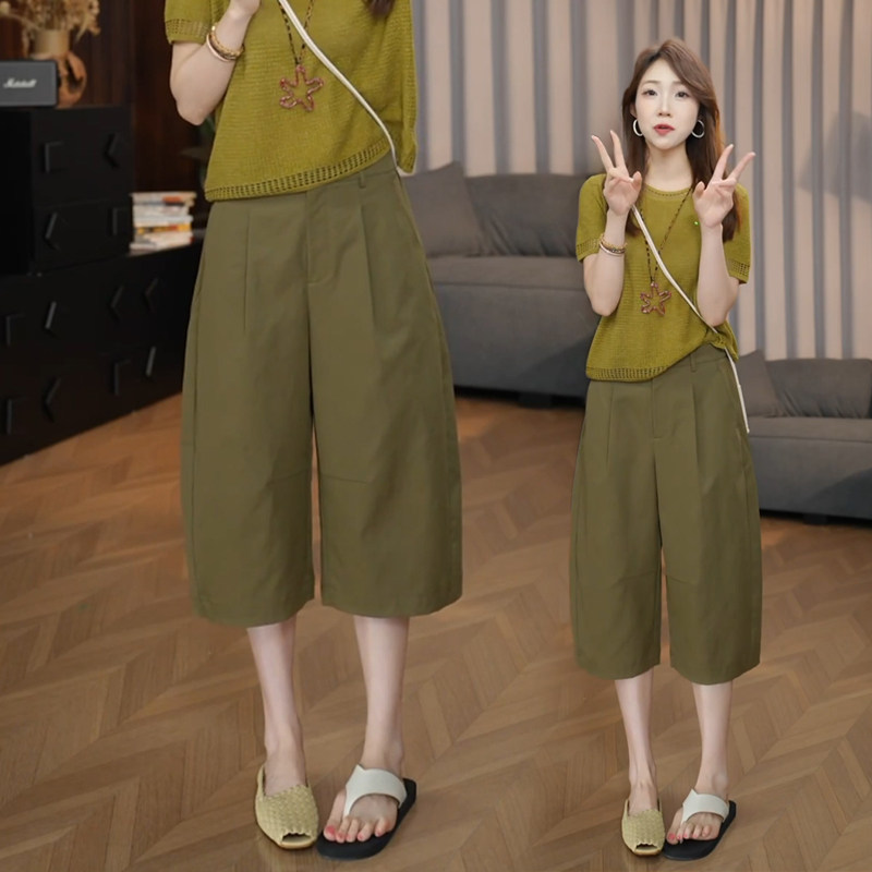 2026夏季薄款七分直筒阔腿裤女