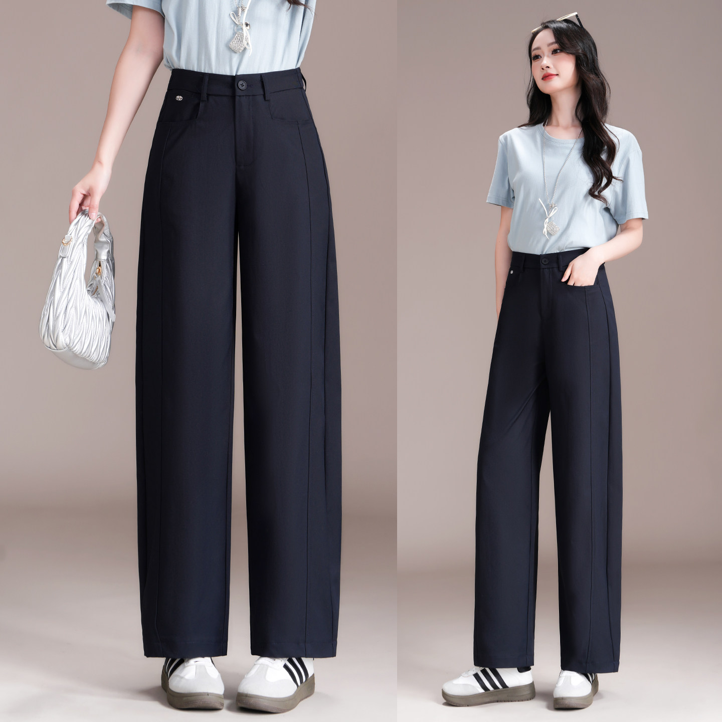 高腰宽松休闲垂感小弯刀裤2026春夏新款遮肉百搭直筒时尚阔腿裤子,女装/女士精品,休闲裤,淘宝优惠券,粉丝福利购,淘宝优惠卷