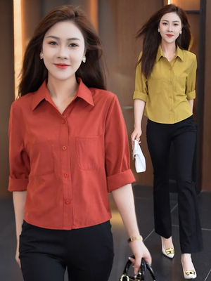 洋气衬衫女2025年夏季新款显瘦气质休闲上衣设计感时尚简约衬衣潮