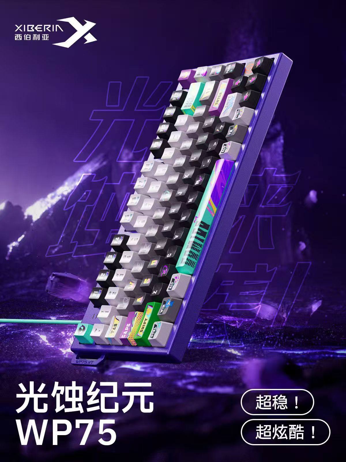 西伯利亚WP75磁轴机械键盘 打瓦鸡三角RT电竞8K低延迟1ms模式 RGB