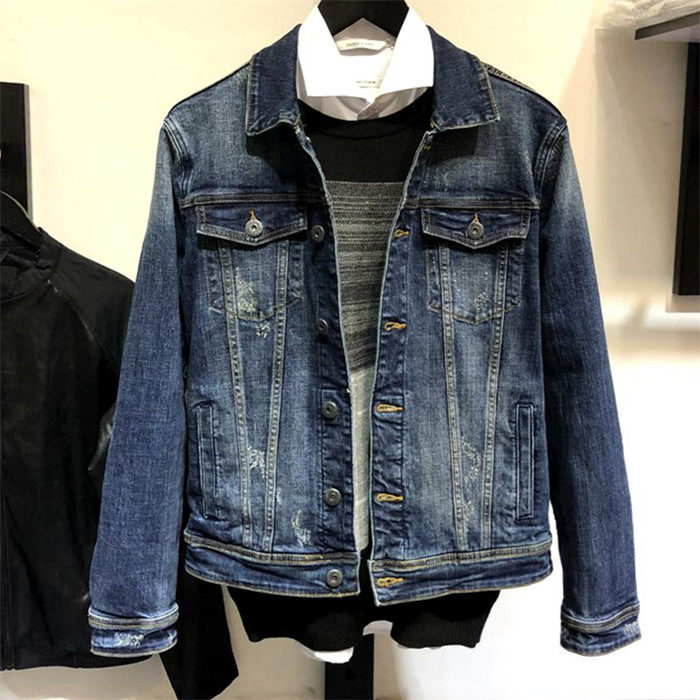 小牛摩卡JJ秋冬厚款男士打磨修身翻领男修身弹力牛仔夹克外套|ruв категории Мужская одежда, пиджак - от Buy2taobao.com для оказания профессиональной услуги покупки агента Taobao