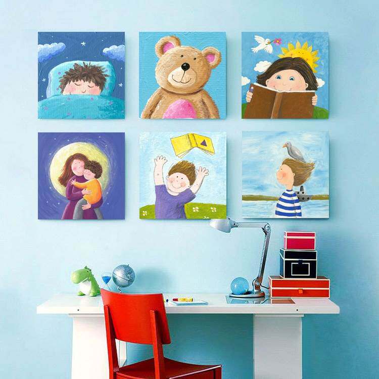 温馨儿童房装饰画清新卡通挂画卧室壁画餐厅墙画婴儿房小孩无框画
