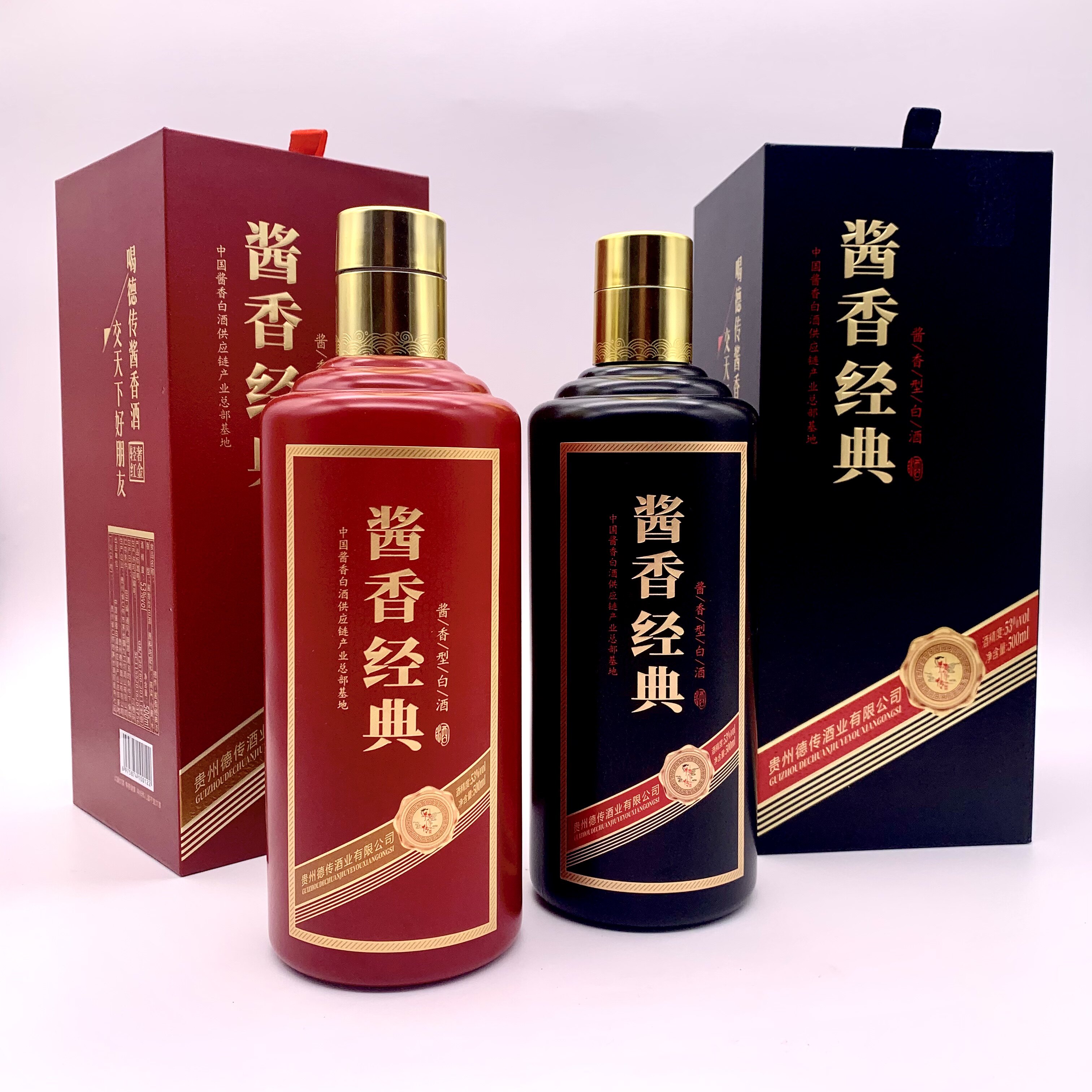 白酒贵州德传酒业酱香经典53度酱香型500ml装纯粮食固态发酵老酒