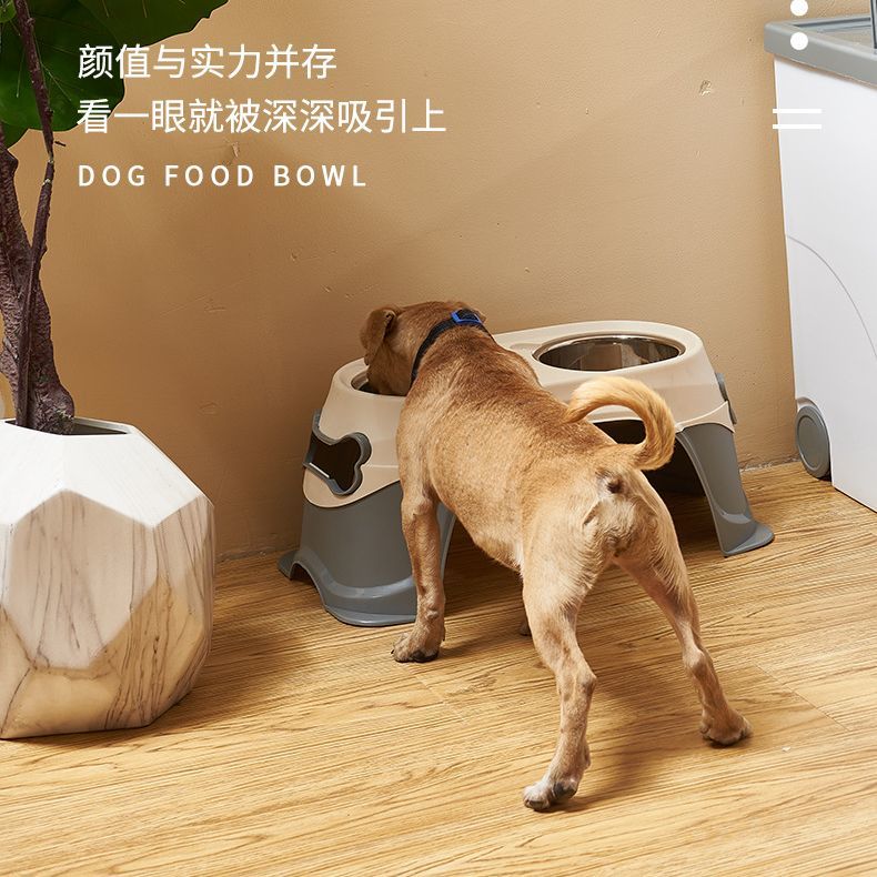 狗狗碗狗粮碗防溅防打翻大型犬猫狗食盆宠物保护颈椎金毛不锈钢碗