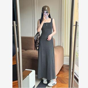 吊带背心女大码连衣裙高个子方领长裙2026夏季新款修身显瘦高级感