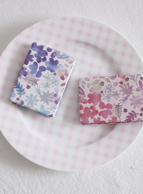 日本设计师款 水墨风花朵双面折叠随身镜女生化妆镜梳妆镜包邮