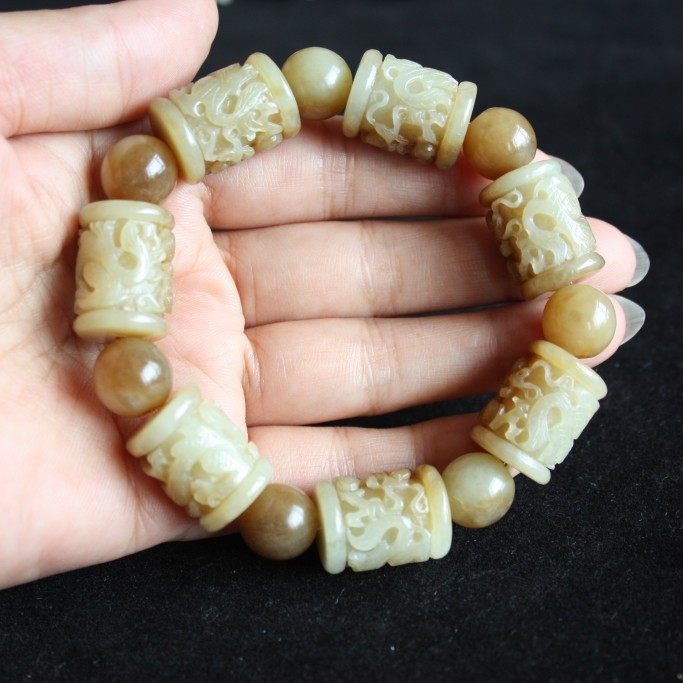 正品和田玉石岫岩玉坠黄玉糖玉河磨玉龙柱手串吊坠挂件手把件包邮