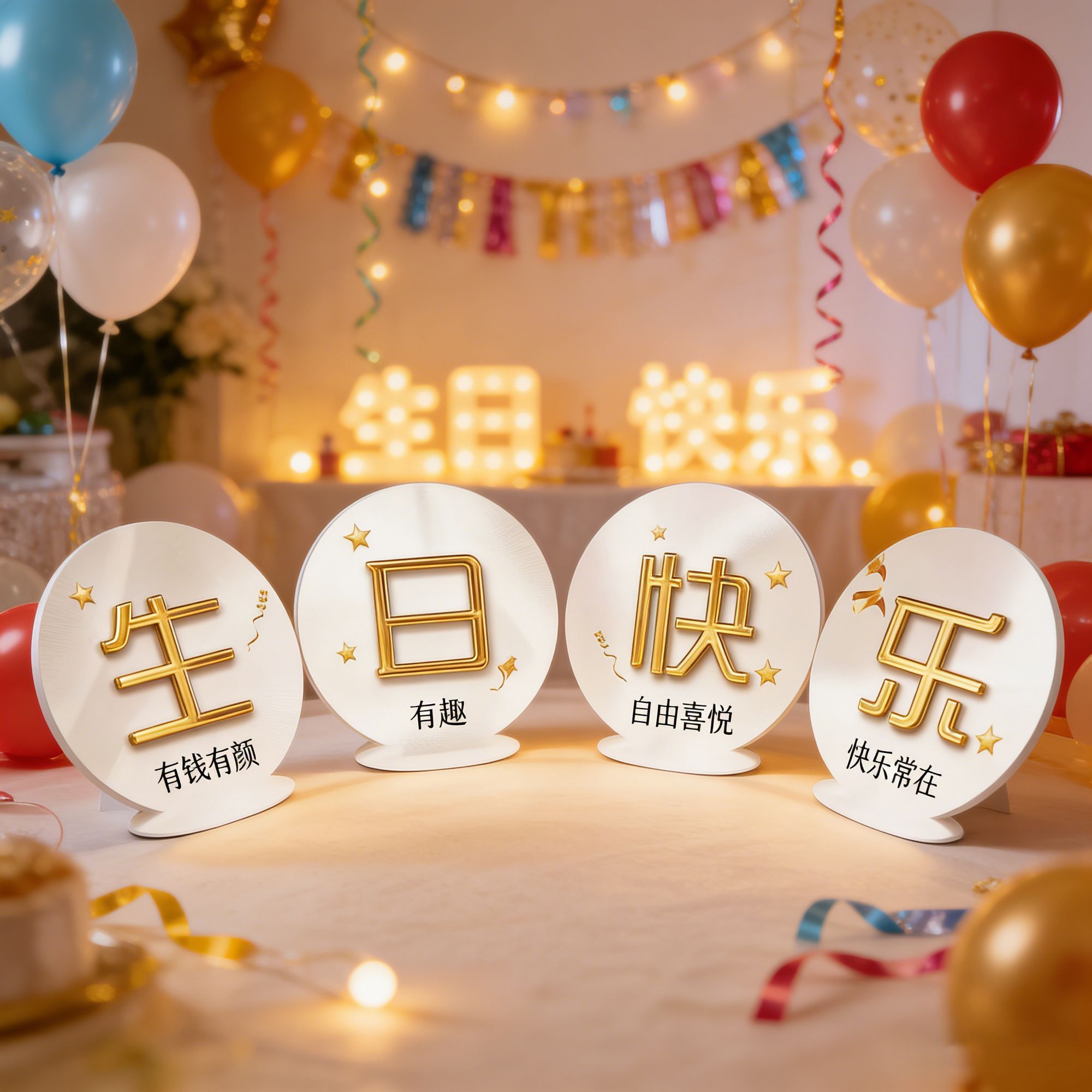 生日布置场景装饰男女儿童老人宝宝生日宴中式氛围布置仪式感桌牌