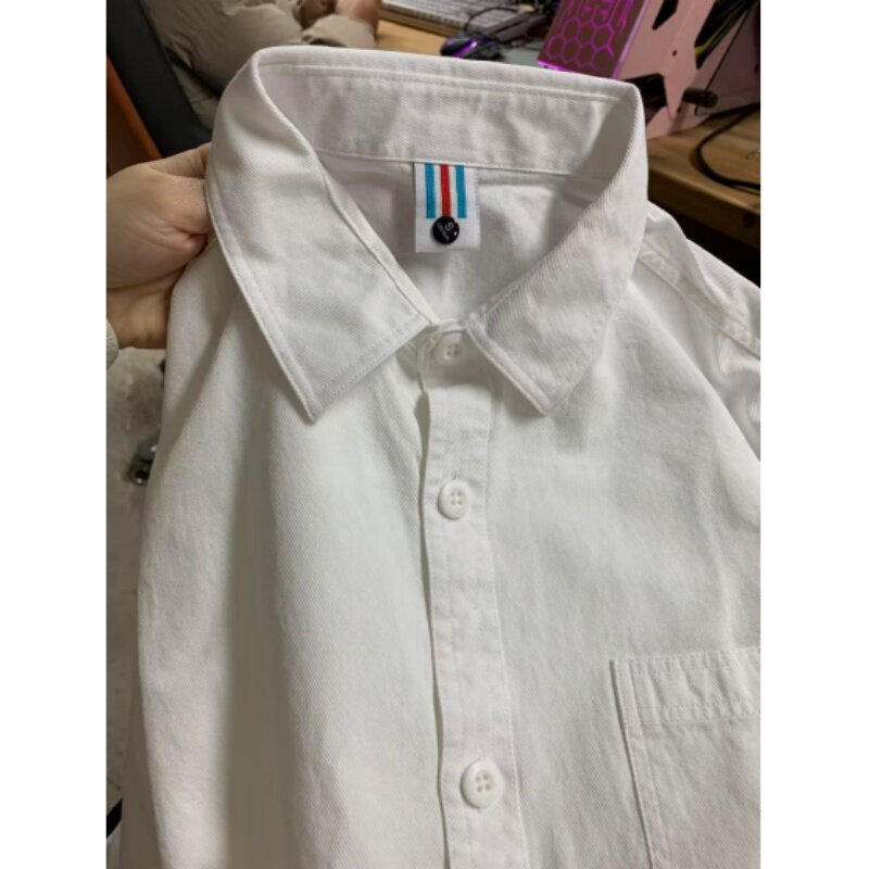 基础款纯棉白色衬衫男女内搭外穿衬衣长袖韩系宽松情侣装原宿宽松