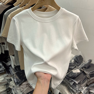 简约正肩基础款棉质t恤女2026新款今年流行爆款春夏短袖修身上衣