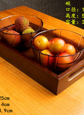 紫色树皮玻璃碗大口径调料碗水果沙拉多用途甜品碗彩波碗米饭碗