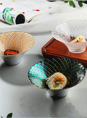 日本怀石板前omakase料理玻璃餐具小吃前菜碟碟鱼子酱碗点心盘子