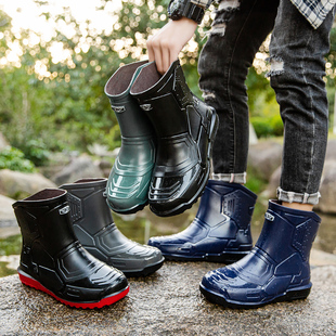 军登雨鞋男款2025新款防水防滑男士水鞋成人胶鞋钓鱼脚踝涉水靴