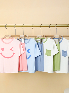 儿童短袖套装莫代尔夏季男童薄款睡衣中大童小女孩T恤空调家居服