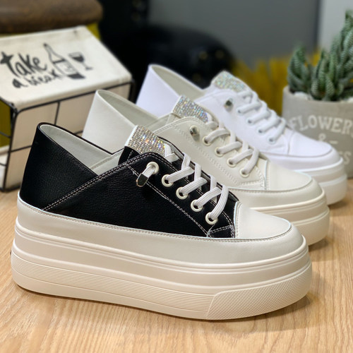 内增高7CM松糕厚底小白鞋板鞋