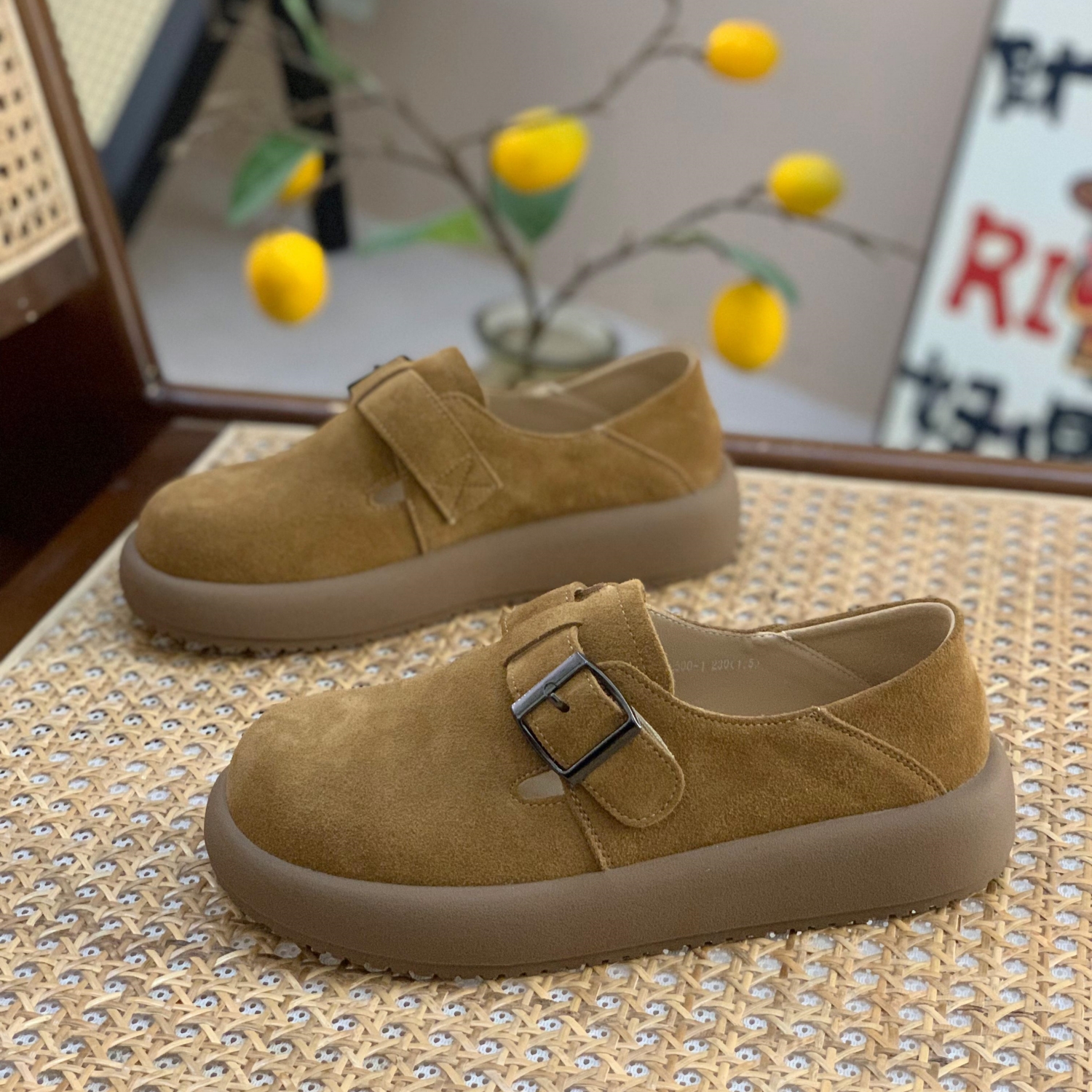 复古一脚蹬平底防滑休闲勃肯鞋