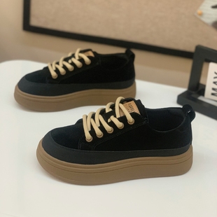 显脚小休闲板鞋 厚底真皮德训鞋 爆款 复古磨砂勃肯鞋 女2025春秋新款