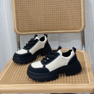 厚底超火ins潮大头鞋女2023秋季新款爆款松糕运动拼色轻便老爹鞋