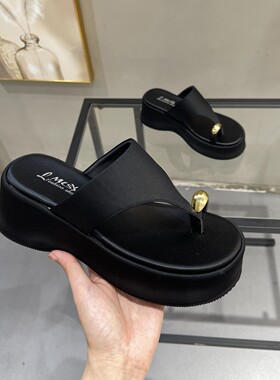配裙子小个子厚底夹趾套趾凉拖鞋