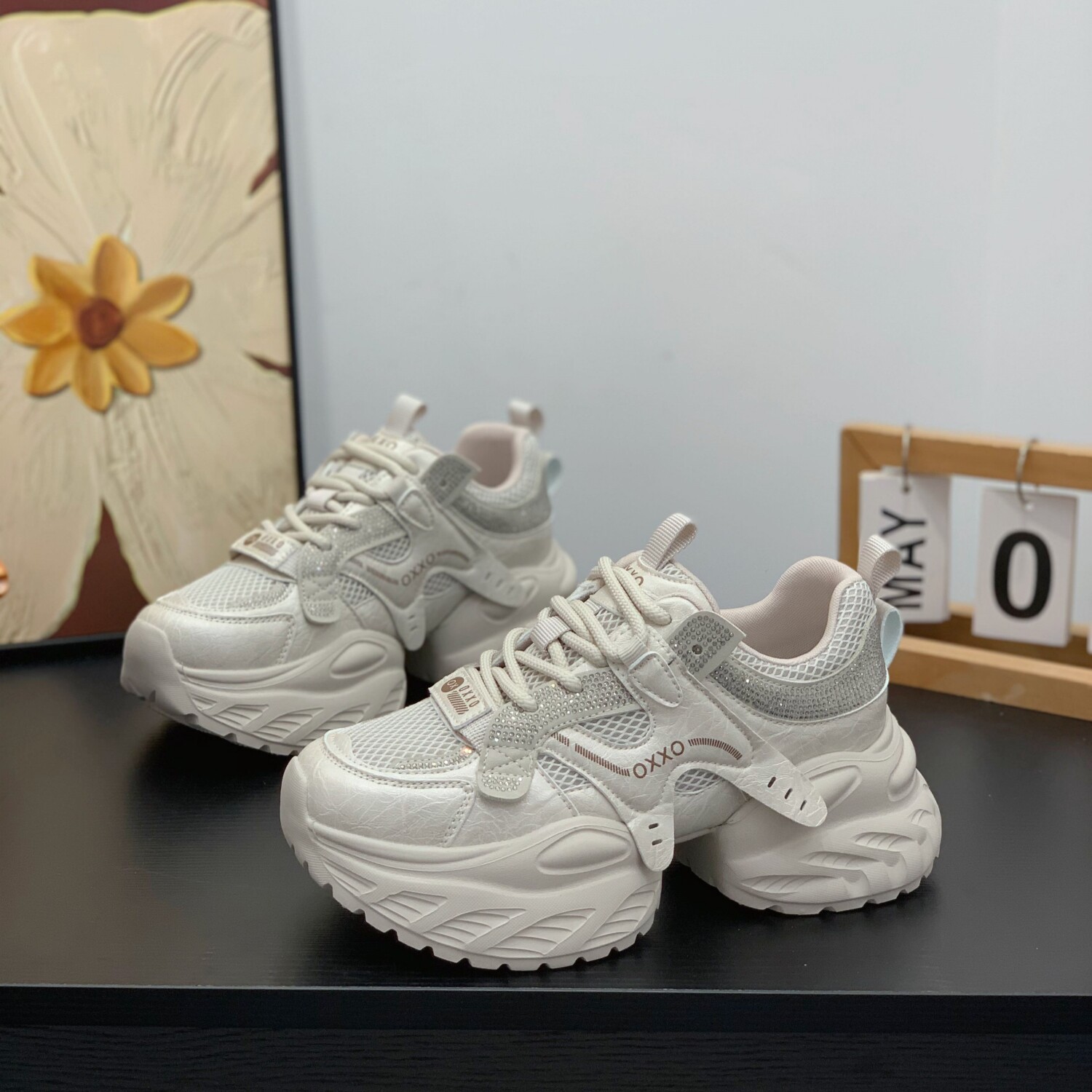 厚底增高真皮老爹鞋女2026春秋新款高级感潮流百搭轻便休闲运动鞋