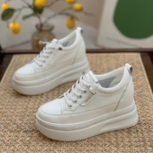 女小个子内增高8cm女鞋 2026春季 新款 真皮小白鞋 厚底松糕休闲板鞋