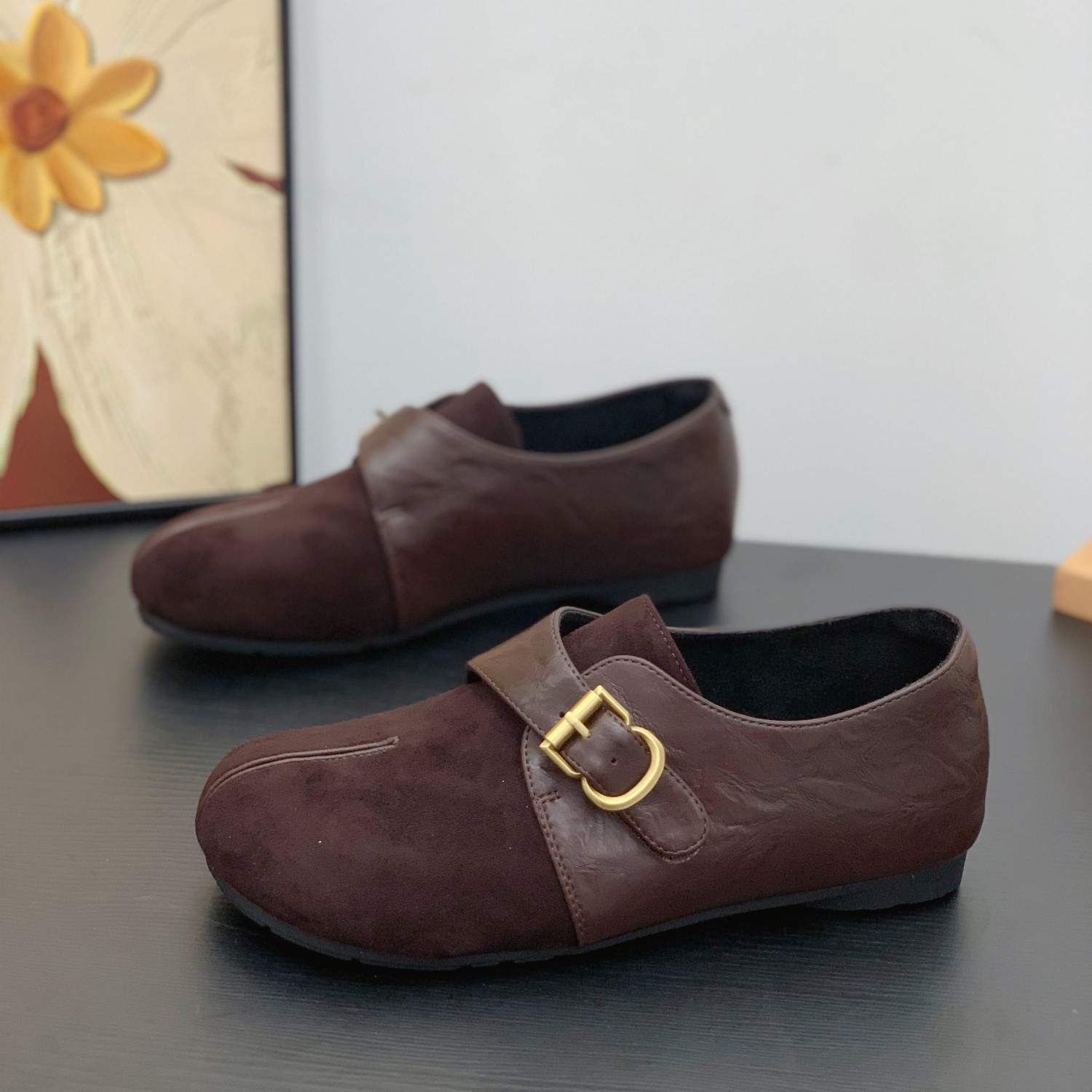 魔术贴平底豆豆鞋女2025秋冬超火丑萌大头勃肯鞋休闲复古深口单鞋,女鞋,乐福鞋（豆豆鞋）,淘宝优惠券,粉丝福利购,淘宝优惠卷