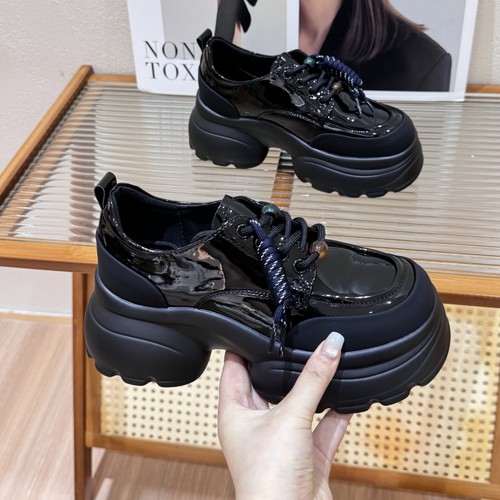 矮子乐增高厚底6cm英伦风乐福鞋