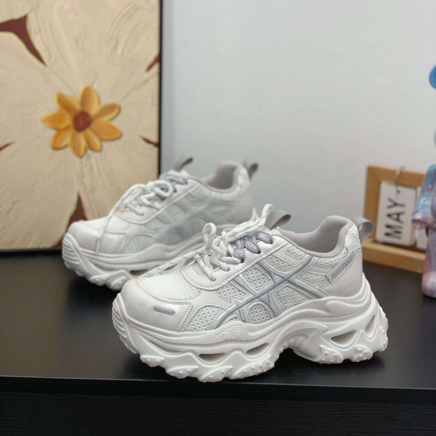 春夏新款透气网面真皮老爹鞋小个子女2026超火厚底6CM休闲运动鞋