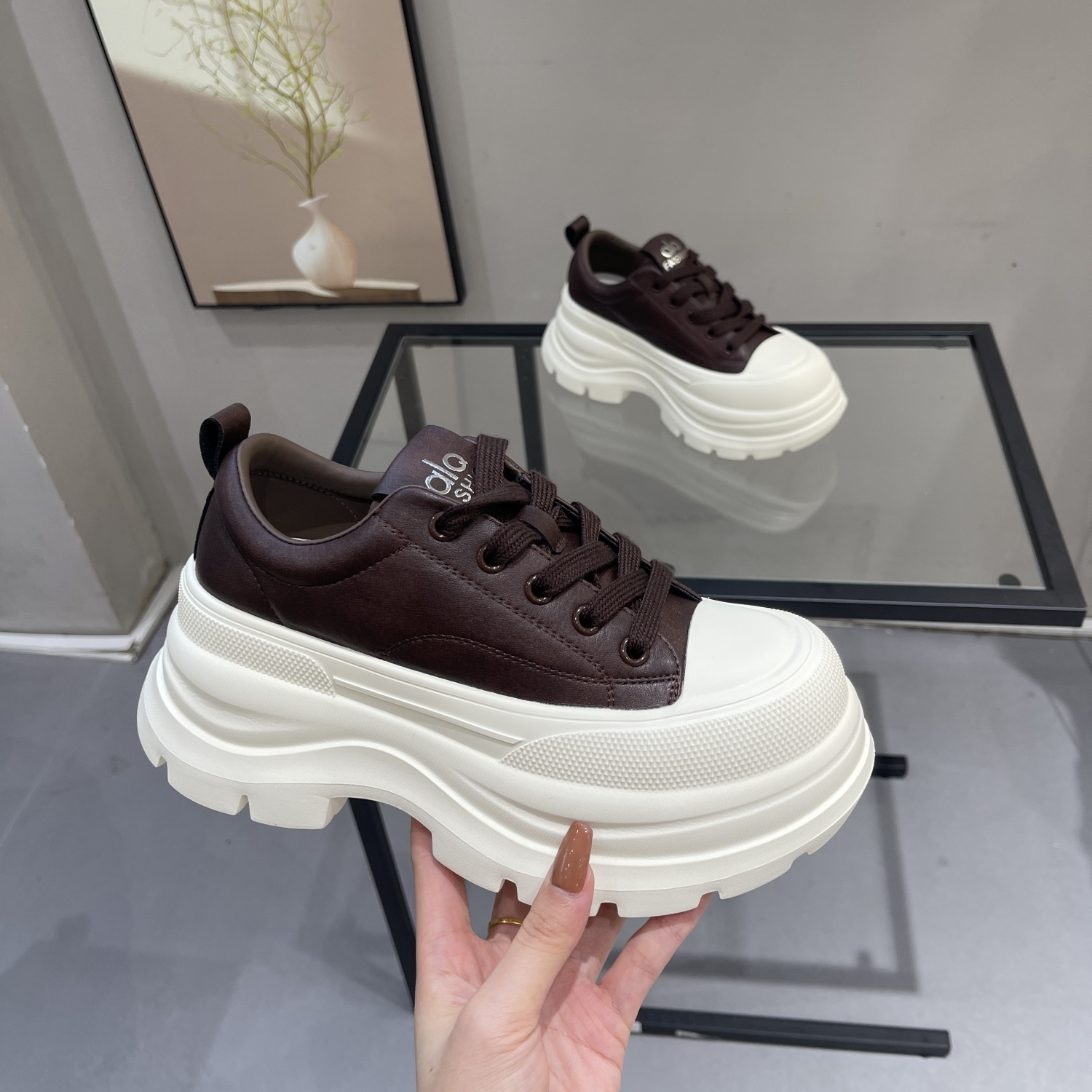 小个子增高7cm配裙子复古松糕鞋