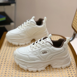 厚底白色老爹鞋女款2025秋冬超火小白鞋显脚小时尚百搭真皮运动鞋