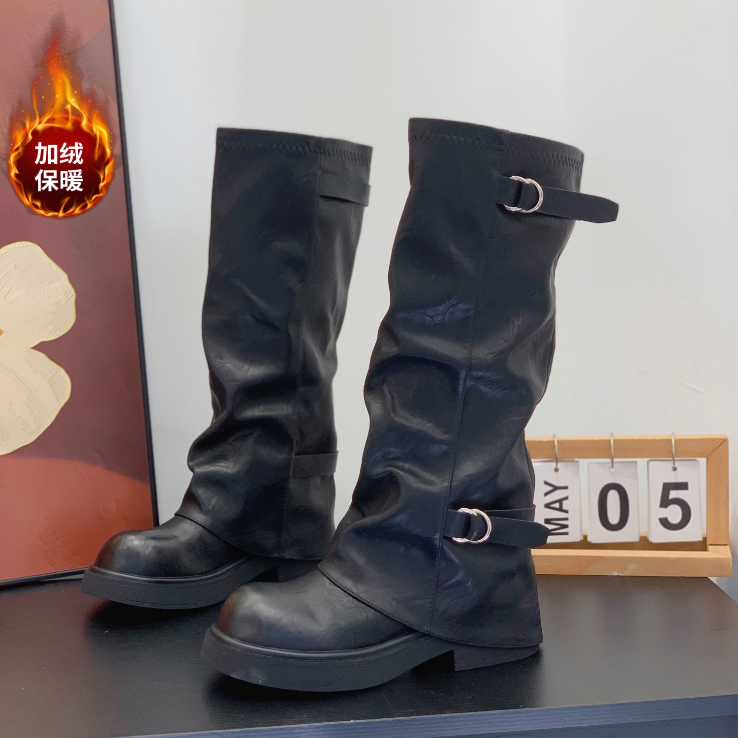 潮流炸街显腿长腿细百搭骑士长靴