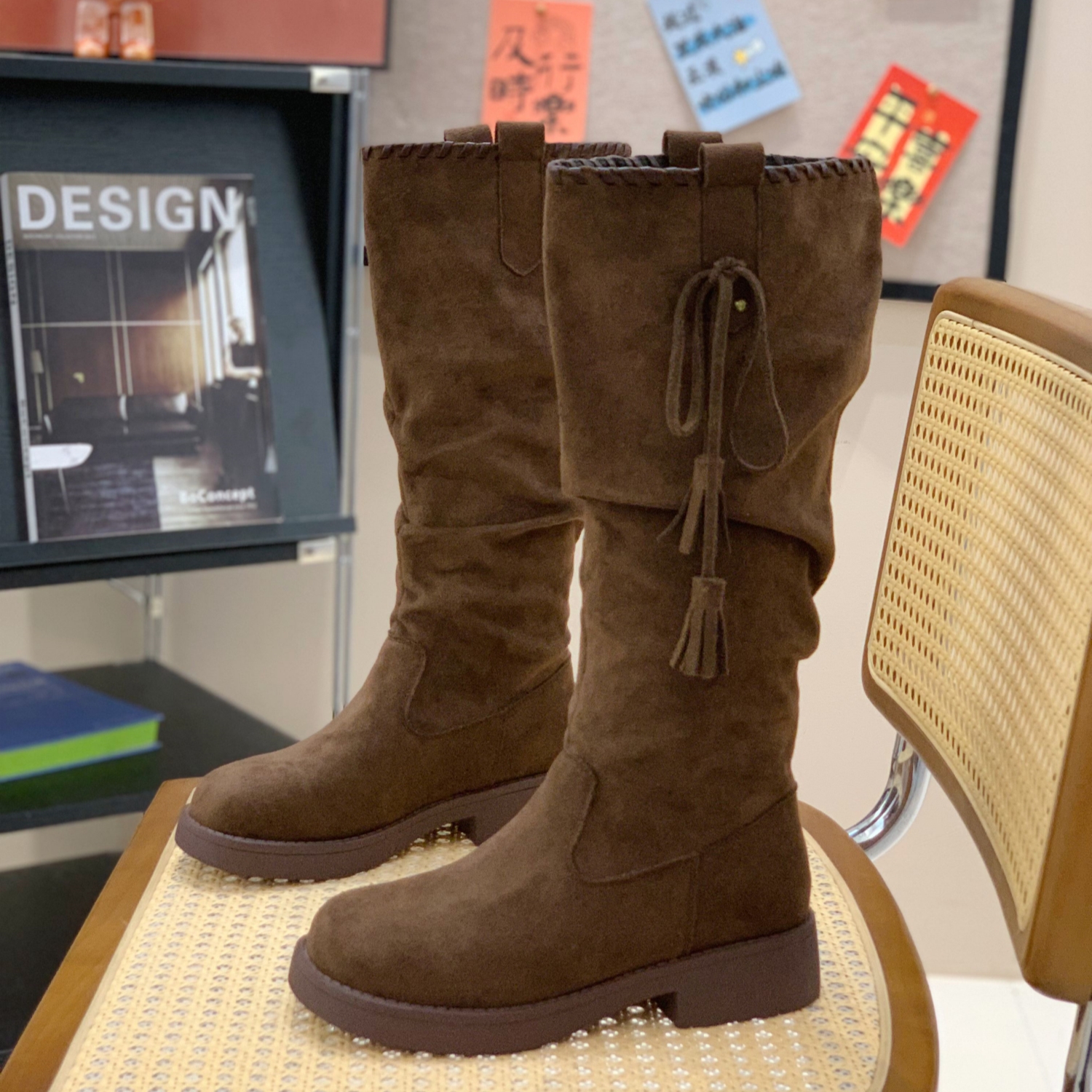 圆头套筒复古时尚潮酷百搭西部靴