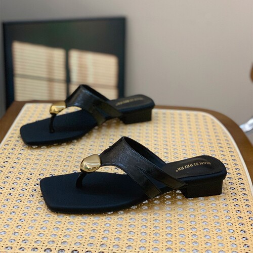 一脚蹬休闲百搭配裙子夹趾人字拖