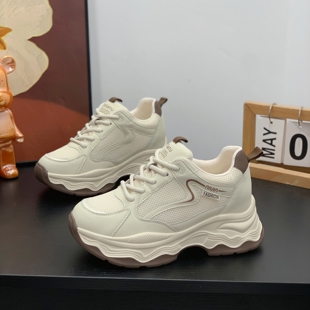 轻便百搭运动鞋 新款 小个子女2026春季 内增高7CM显腿长真皮老爹鞋