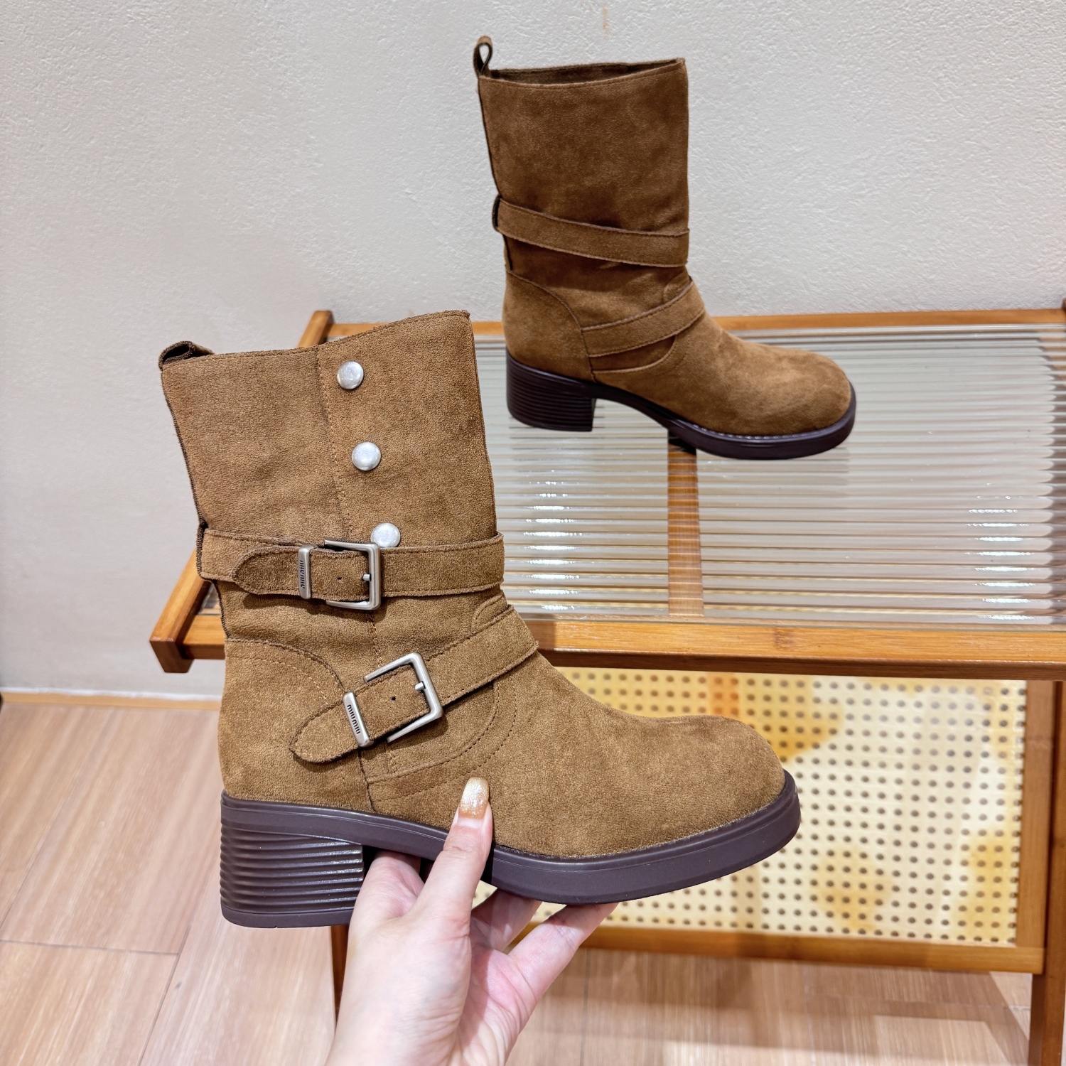 复古小众百搭英伦风短筒靴西部靴