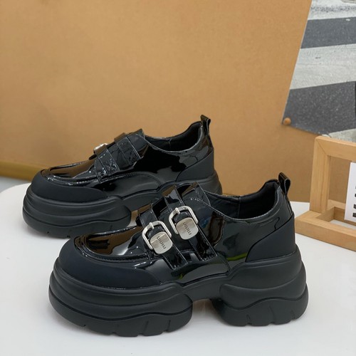 英伦风一脚蹬松糕厚底轻便乐福鞋