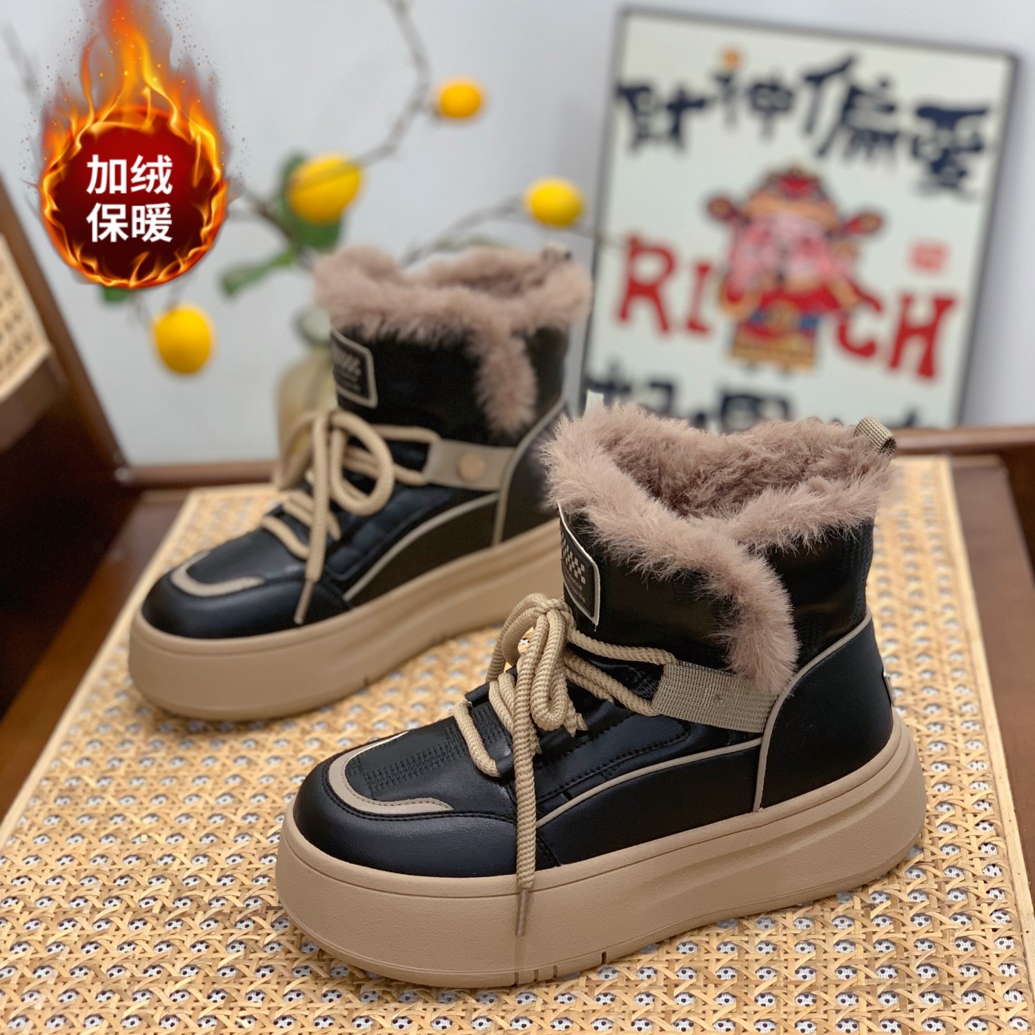 真皮雪地靴女2025新款冬季皮毛一体厚底短筒棉靴加绒加厚保暖棉鞋,女鞋,时尚雪地靴,淘宝优惠券,粉丝福利购,淘宝优惠卷