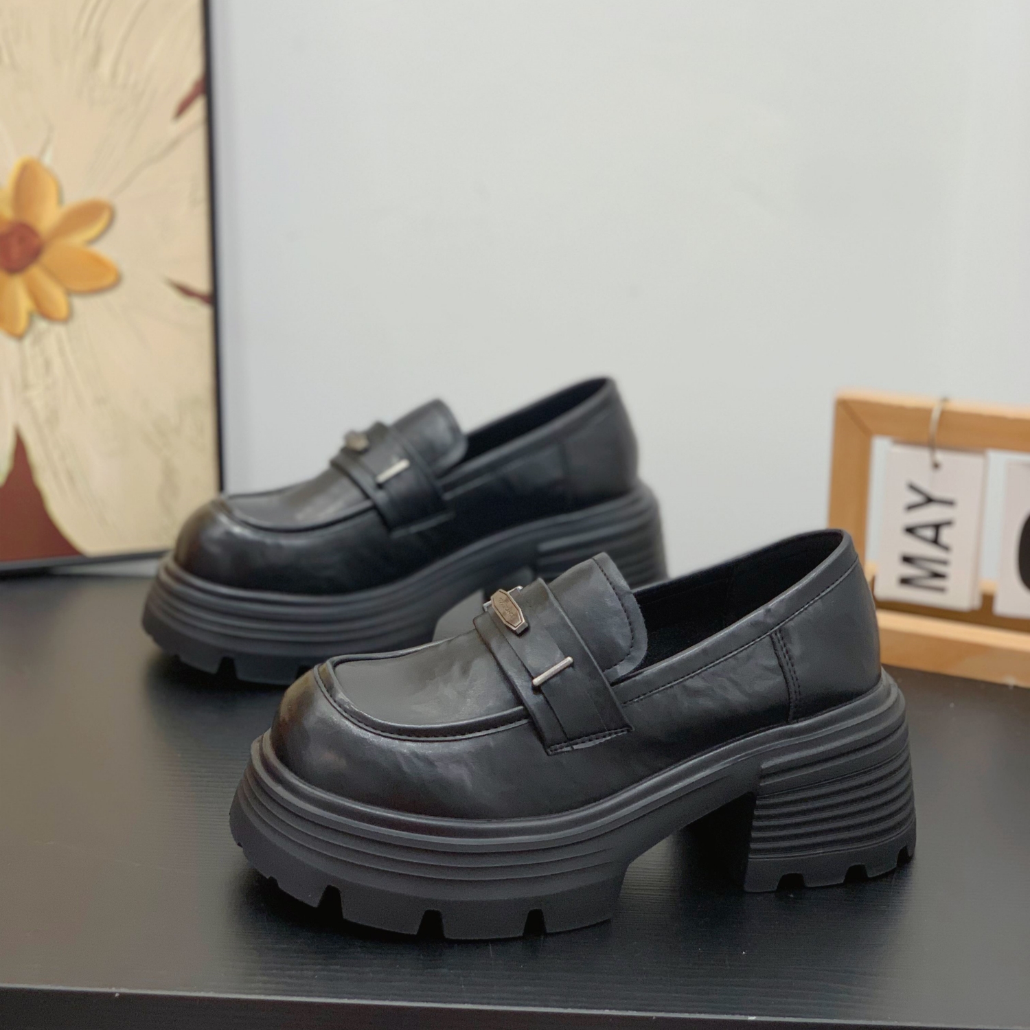 显瘦显腿长学院风百搭高级乐福鞋