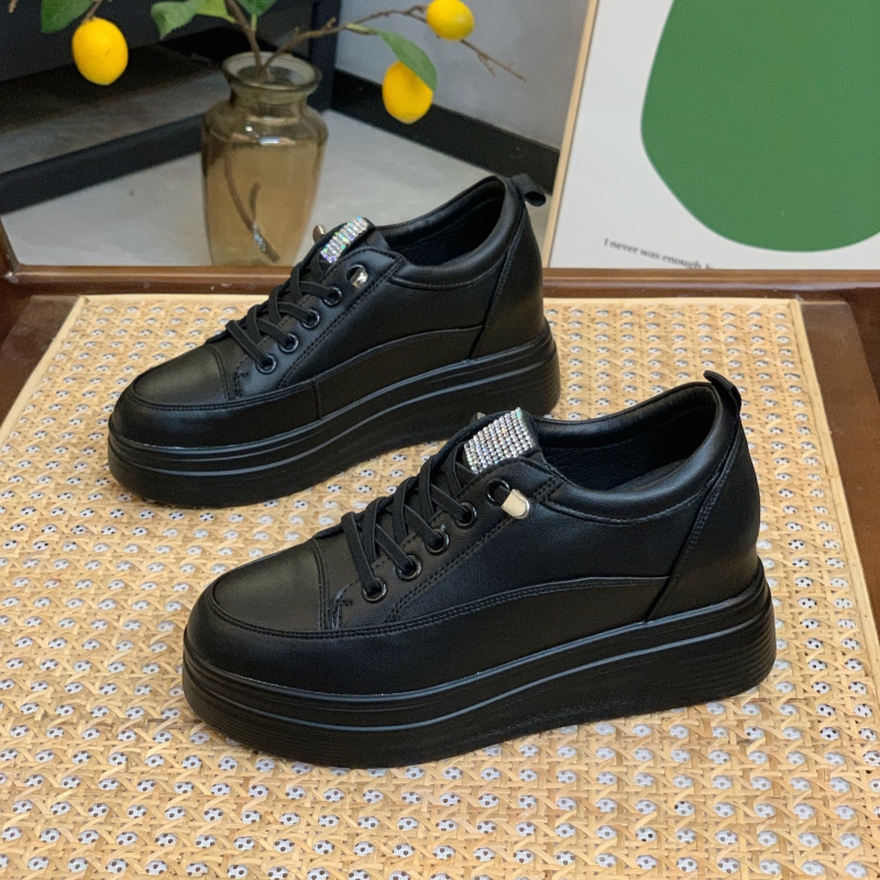 内增高6CM小个子黑色松糕板鞋