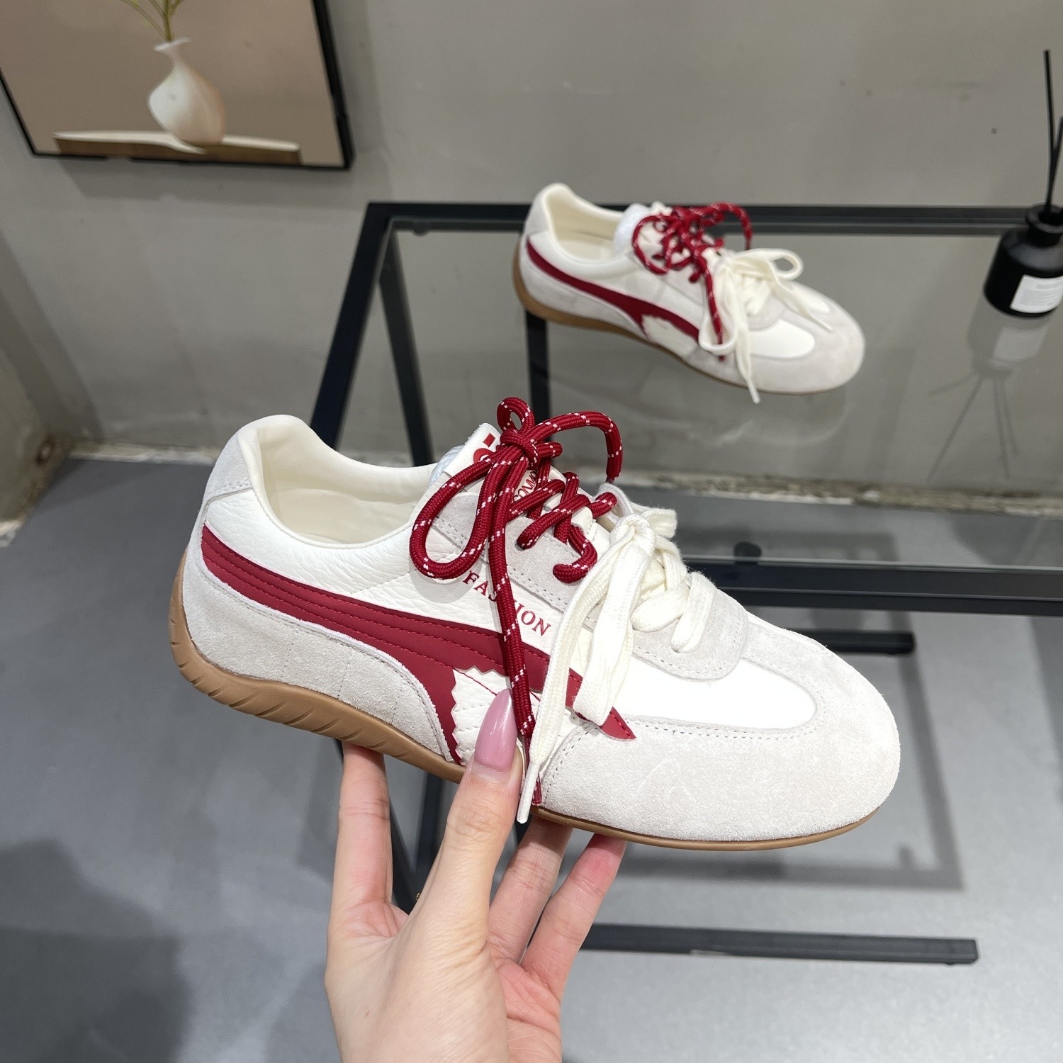 显脚小真皮复古德训鞋女2026春季新款平底百搭休闲运动软底阿甘鞋,女鞋,德训鞋,淘宝优惠券,粉丝福利购,淘宝优惠卷