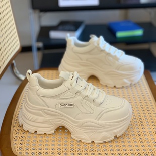 小个子女增高6CM松糕厚底真皮老爹鞋2025秋冬超火轻便百搭运动鞋