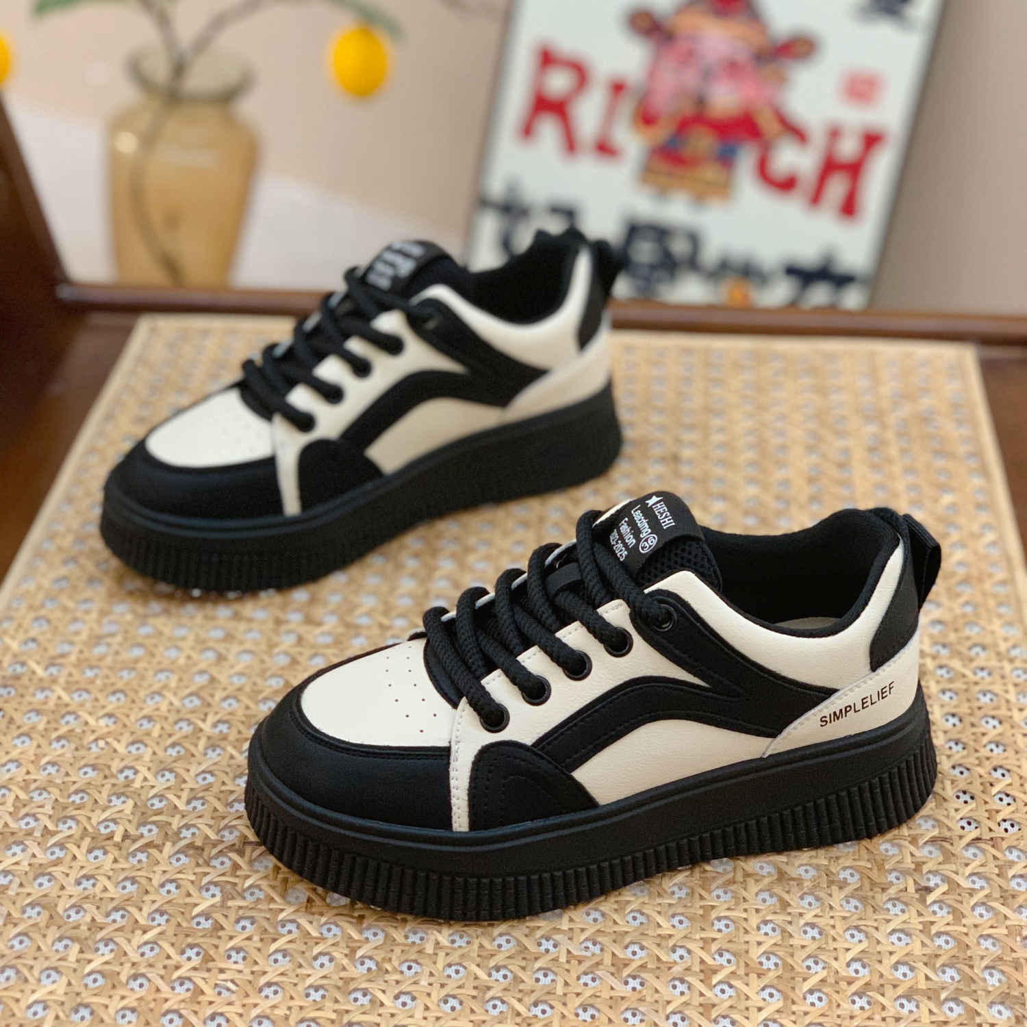 真皮小白鞋女2026新款春季厚底复古港风板鞋潮ins百搭休闲运动鞋,女鞋,休闲板鞋,淘宝优惠券,粉丝福利购,淘宝优惠卷