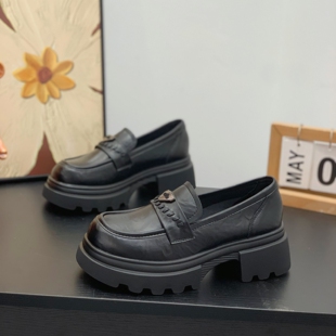 乐福鞋 JK单鞋 粗跟增高显瘦英伦风小皮鞋 新款 女2026春季 学院风爆款