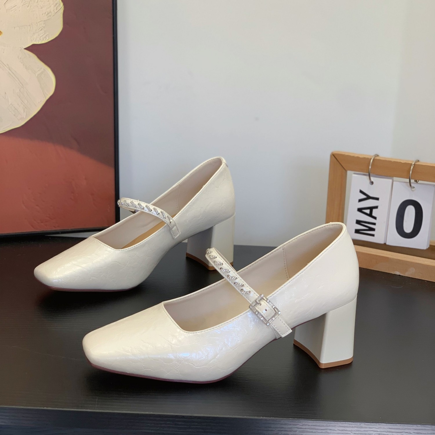 法式方头玛丽珍鞋女2026春新款气质复古一字带粗跟显腿长浅口单鞋,女鞋,玛丽珍鞋,淘宝优惠券,粉丝福利购,淘宝优惠卷